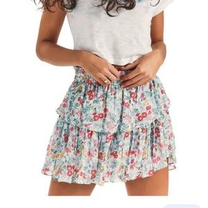 NEW Loveshackfancy Ibiza blue floral ruffle skirt